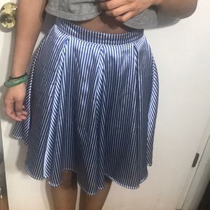 Circle skirt, satin, blue & white,seersucker print